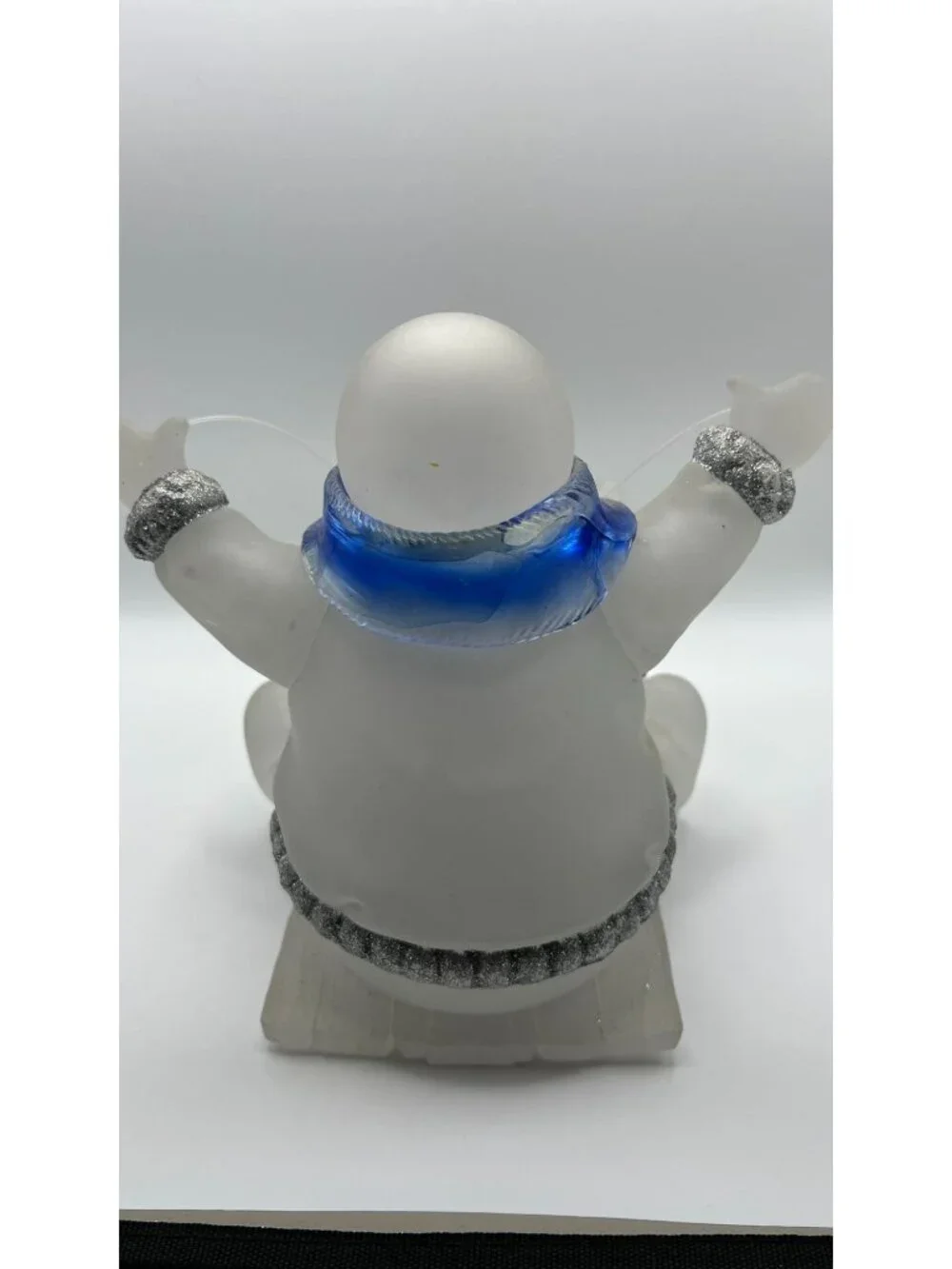 Snowman Sledding Figurine With Blue Scarves & Glitter Accents - Winter Holiday D
